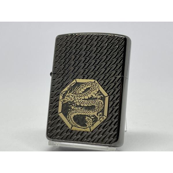 ZIPPO[ジッポー]アーマー 両面加工 ドラゴン オクタゴンメタル ブラックニッケル