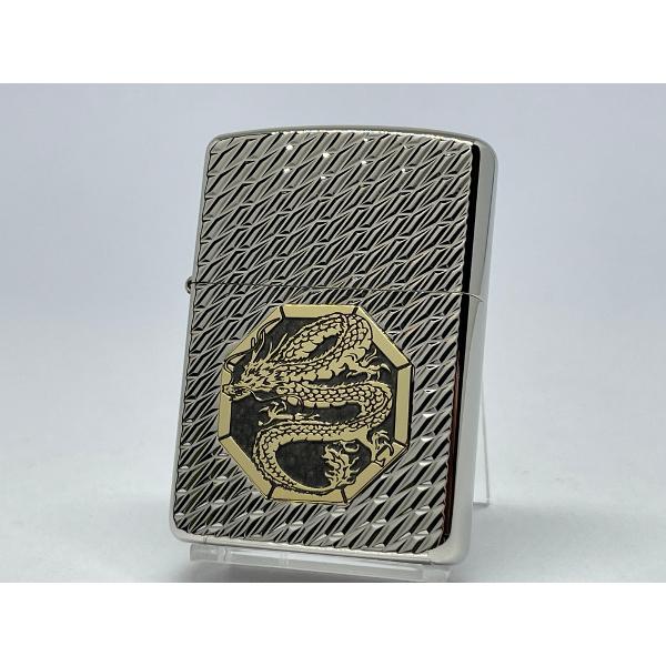 ZIPPO[ジッポー]アーマー 両面加工 ドラゴン オクタゴンメタル ホワイトニッケル