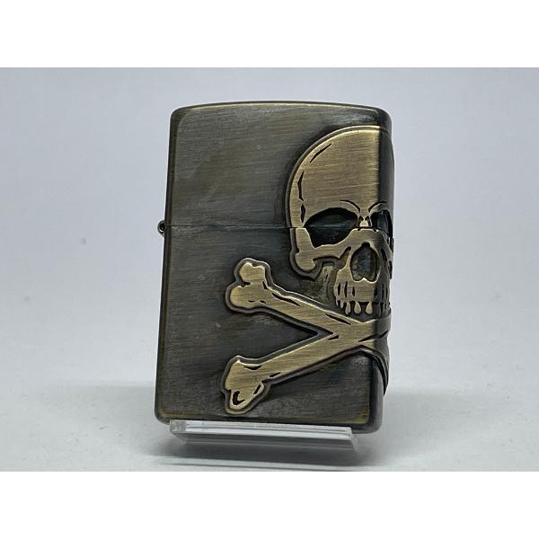 ZIPPO[ジッポー]三面連続加工 スカルメタル SKULL METAL ブラス古美 2AB-SKU...