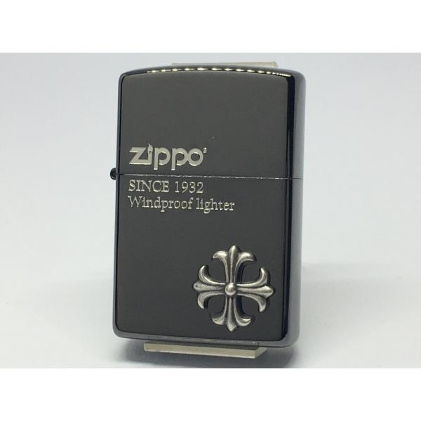 ZIPPO[ジッポー]ワンポイントメタル クロス ブラックニッケル 2CM-2