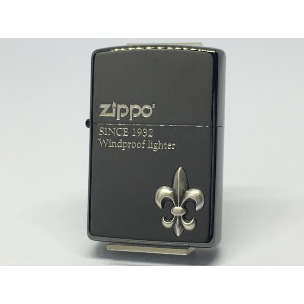 ZIPPO[ジッポー]ワンポイントメタル ユリ ブラックニッケル 2YM-2