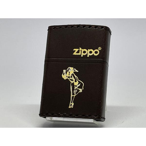 ZIPPO[ジッポー]革巻き WINDY ウインディ ダークブラウン DB-WG