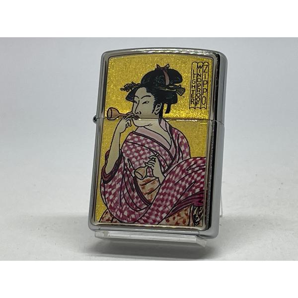 ZIPPO[ジッポー]和柄シリーズ ZP フレーム金箔エポ ビードロを吹く女
