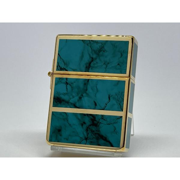ZIPPO[ジッポー]４面加工 1935レプリカ ゴールドターコイズブルー 1935EPG/TBL