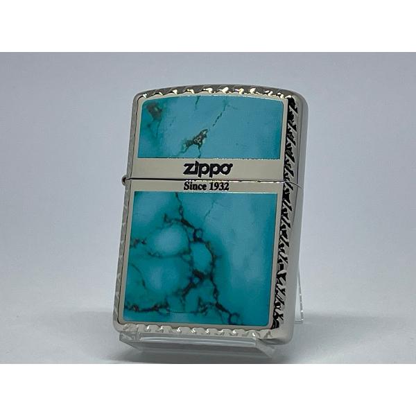 ZIPPO[ジッポー]アーマー 両面加工 クロスカットシリーズ ターコイズブルー