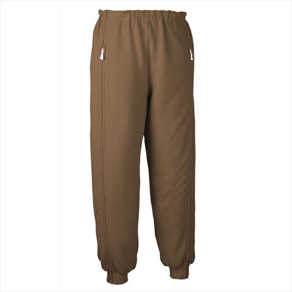 日本エンゼル スクエアニット裾リブ付き全開ズボン ブラウン Sサイズ