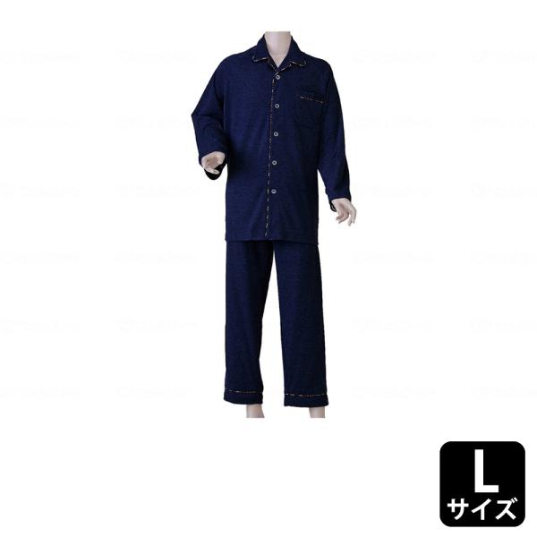 【10％OFFクーポン対象商品】神戸生絲 紳士楽らくパジャマ（スムース） ネイビー Ｌ