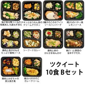 ツクイの厨房 ツクイート10食 Bセット （シーフードカレー、きのこのホワイトソースハンバーグ、柚子香る鴨つくねの和風あんなど、全10種）｜sonosaki-life