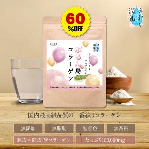 賞味期限 6月30日【在庫一掃★見切り品セール】60％OFF！本格Wコラーゲンパウダー【きれい潤礼】ぷるん島コラーゲン100,000mg（約30日分） ポイント消化 爆買