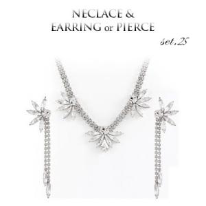 ブライダルセット クリスタル ブライダル ネックレス rose rosa ピアス イヤリング ブライ...