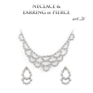 ブライダルセット  クリスタル ネックレス rose rosa