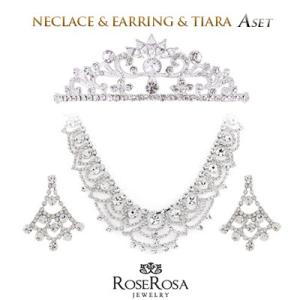 ブライダルセット ブライダル 3点セット ティアラ ネックレス rose rosa  ピアス イヤリ...