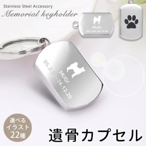 遺骨カプセル 遺骨 キーホルダー 名入れ アクセサリー ペット 分骨 遺毛 ミニ骨壷 【名入れ無料】 犬 猫 遺骨入れ ペットロス カプセル 刻印入り