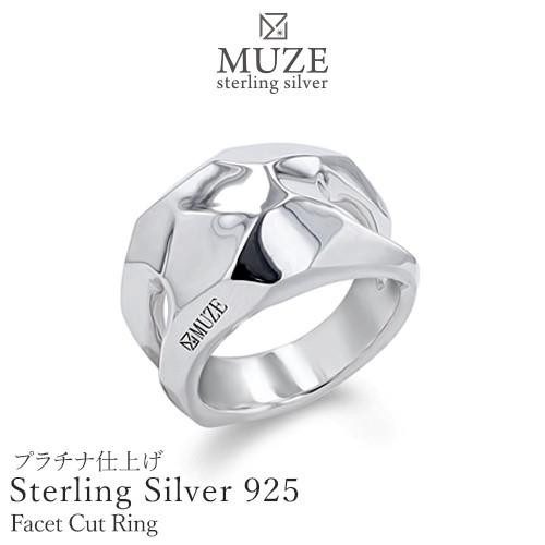 MUZE JEWELRY 指輪 SV925 シルバー指輪 ファセットカットモチーフリング シルバーリ...