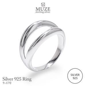 MUZE JEWELRY 指輪 リング SV925 シルバー リング 太め 2連 9~17号 プラチナ仕上げ オーダーメイド シンプル リング ウェーブ シルバーリング｜soo-soo