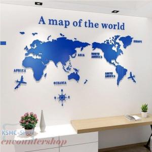 3D 世界地図 ウォールステッカー 壁紙 diy 飾り はがせる 装飾 おしゃれ シール 防水 壁 ホーム キッチン リビングルーム ベッドルーム インテリア ブルー