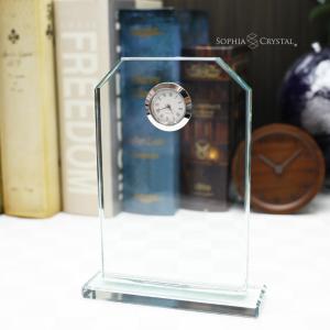 ガラス 時計 DT-19大 名入れ クロック 周年記念 お祝い 記念品 オリジナル 置き時計｜sophia-crystal