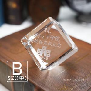 ペーパーウェイト 文鎮 DW-7 名入れ クリスタル カードスタンド 周年