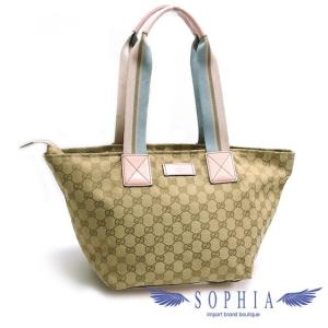 ネットショップ店 ソフィア 訳あり グッチ Ggキャンバス トートバッグ カーキxベージュx ライトピンク 1gu ソフィア