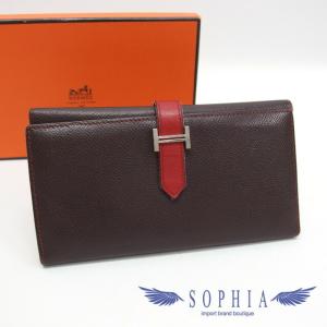 エルメス　ベアン　デュプリ　三つ折り長財布　ダークブラウン[訳あり][20210802]｜sophianetshop