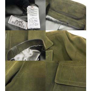 チープ エルメス メンズ ヌバックハーフコート 深緑 サイズ52