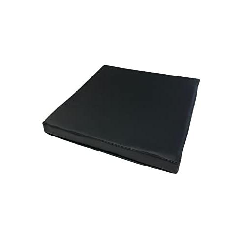 金鵄 レザークッション 低反発 高反発 座布団 コラム 50x50x5 (ブラック, 1)