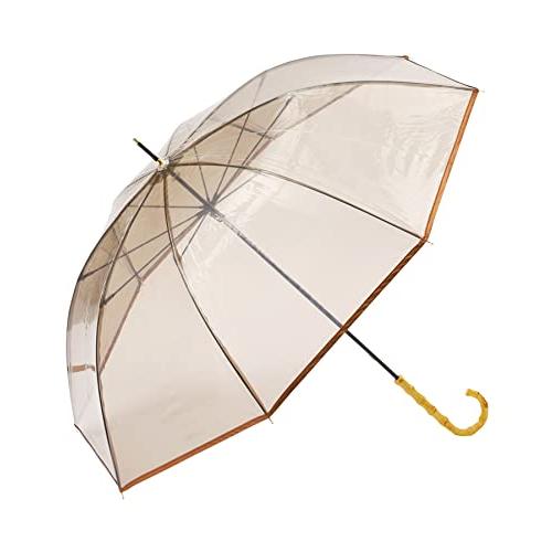 Wpc. 雨傘 ［ビニール傘］バンブークリアアンブレラ ブラウン 長傘 58cm レディース 大きい...