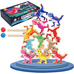 S＆F 恐竜 バランスゲーム 集中力 ドミノ パズル 知育玩具 モンテッソーリ 木製 おもちゃ｜soponokka