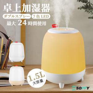 【2,580円→2,080円12時間限定】加湿器 卓上 小型 首振り 1.5l大容量 加湿器 おしゃれ オフィス 静音 空焚き防止 USB給電 ミニ加湿器 LEDライト 微細ミスト