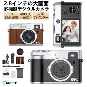 【22,800円→19,800円12時間限定】デジタルカメラ 5K 4800w画素 16倍ズーム wifi対応 デジカメ 前後カメラ カメラ 1年保証 電池2個 2.8インチ HDMI手振れ補正