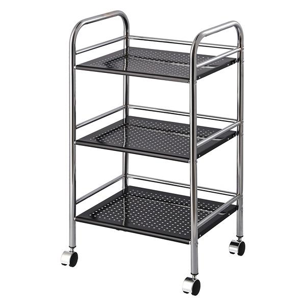 マルチワゴン3段 ブラック W400×D320×H745 金属  キッチンワゴン 収納  キャスター...
