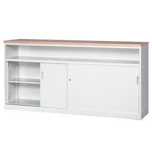 書庫型 ハイカウンター 鍵付 W900 D450 H890 ホワイト色 ナチュラル色