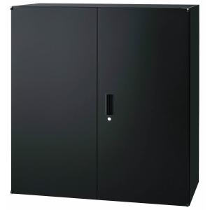 黒のA4対応両開きキャビネット 日本製 ブラック 書庫 スチール製 両開き キャビネット 観音開き 上置