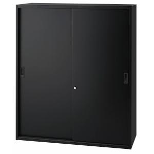 日本製 ブラック 書庫 スチール製 両開き キャビネット 観音開き 上置