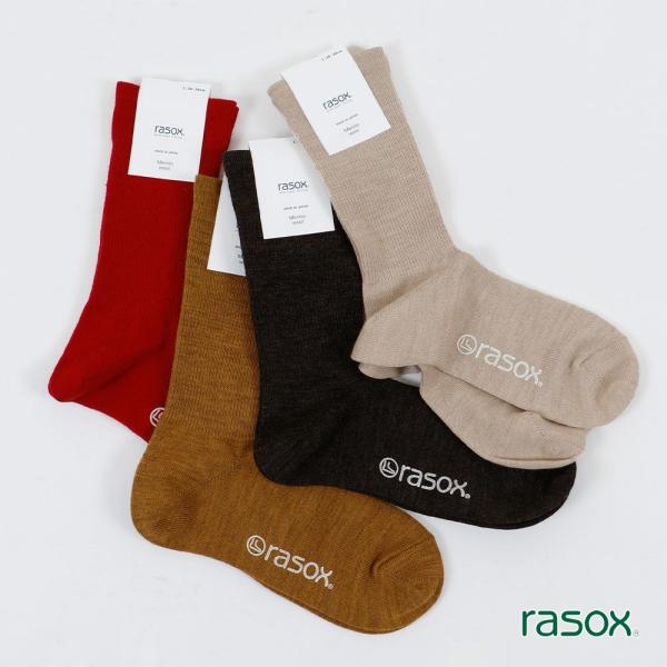 ラソックス クルーソックス メンズ レディース RASOX メリノ・ベーシッククルー BA222CR...