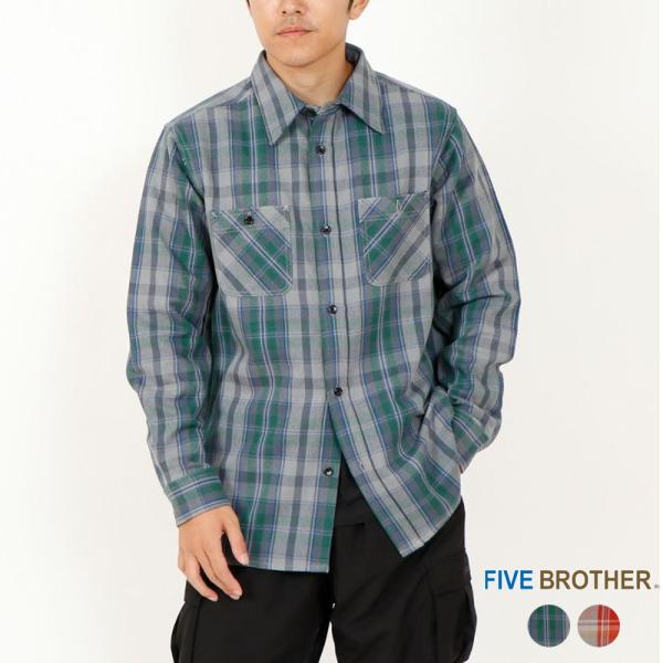 ファイブブラザー シャツ 長袖 メンズ FIVE BROTHER HEAVY FLANNEL WOR...