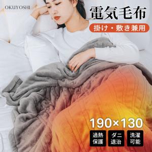 【クーポンで6,280円】電気毛布 掛け敷き兼用 両面フランネル 速暖 190x130cm 大判 ひざ掛け 電気毛布 掛け  洗える タイマー温度調節 ダニ退治 省エネ