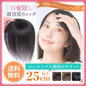 部分 ウィッグ トップ 頭頂部 薄毛 白髪 分け目 セミロング 25cm ボブ かつら ボリューム 自然 おしゃれ 治療 40代 50代 60代