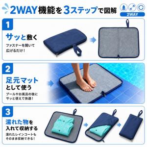 吸水ポーチ 大判 防水 水着 ポーチ レインコ...の詳細画像5