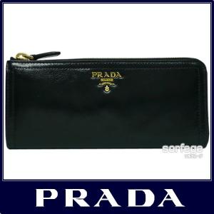 PRADA プラダ L字ファスナー 長財布 シャイニーカーフ ブラック 1M1183 VITTELLO SHINE 1 NERO 21％OFF セール｜sorfege