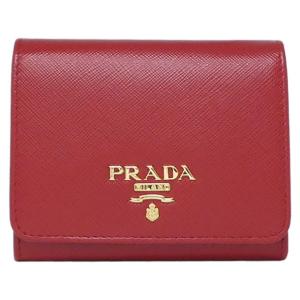 プラダ 3つ折り 財布  サフィアーノ メタルロゴ レッド PRADA 1MH176 QWA F068Z SAFFIANO METAL ORO FUOCO  レディース スモール｜sorfege