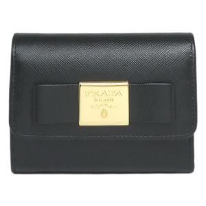 プラダ 3つ折り 財布 サフィアーノ リボン ブラック  PRADA 1MH840_2AEE_F0002 SAFFIANO FIOCCO NERO レディース スモール ミニ｜sorfege