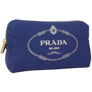 プラダ ポーチ コットン ブルー+オフホワイト PRADA 1NA693 20L F0CTL CANAPA LOGO BLUETTE+TALCO レディース メンズ  化粧 コスメ｜sorfege