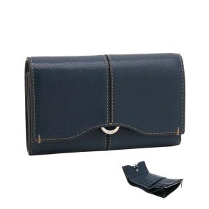 トッズ TOD'S レザー ウォレット XAWDBNB3300XSOU828 三つ折りコンパクト財布 小銭入れ付 ダークブルー レディース