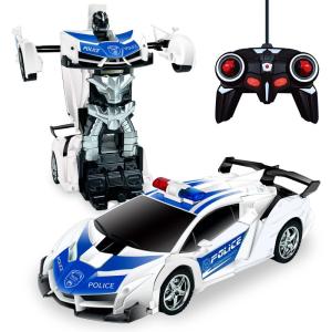 Tcvents ラジコンカー 変形 ロボット 車おもちゃ スタントカー ロボットに変身できる LED搭載 360度回転 こども向け 子供おも