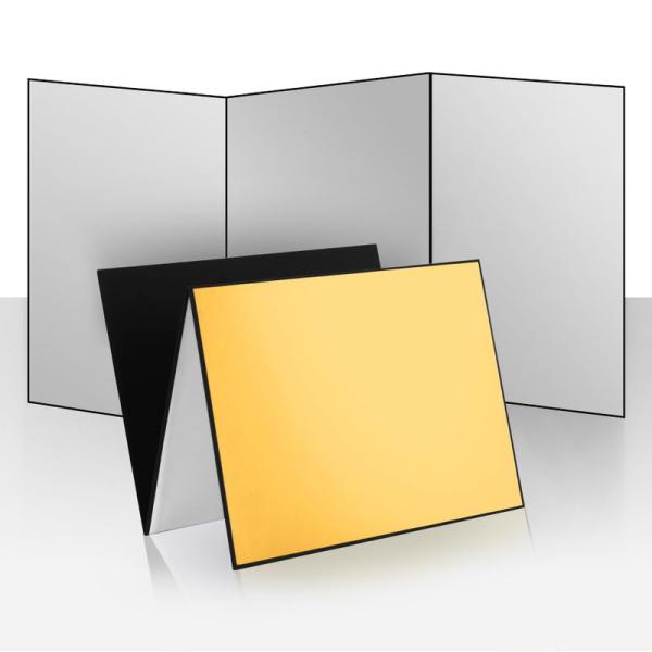 Selens レフ板 反射板 1枚4色 4-in-1 一面全銀、白、黒、金 A3サイズ 補光/吸光/...