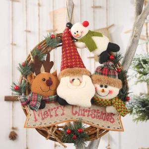 クリスマスリース クリスマス花輪 玄関 庭園 ドア ぶら下げ飾り Merry Christmas 雪だるま サンタクロース サンタクロース｜sorrisoshop