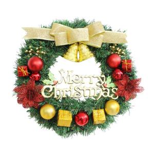 クリスマス リース 花輪 クリスマス リース クリスマスデコレーション用小物 正月飾り 壁掛け 花輪 ボール付き 正面玄関屋外の家の装飾の花｜sorrisoshop
