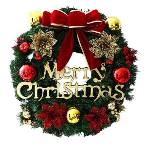 クリスマス 松の葉 デコレーション 花輪 飾り インテリア 玄関 ドア アクセサリー プレゼント 贈り物 ゴージャス 華やか 至福のクリスマ｜sorrisoshop