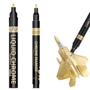 KALOLINNA 金メッキ 補修ペン ゴールドマーカーペン 2個セット DIY用品 塗るだけでメッキ 高光沢液体ク(ゴールド 1mm+2mm)